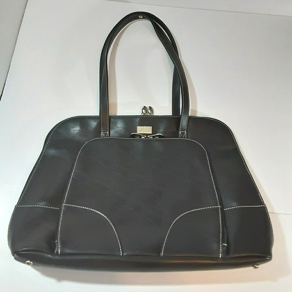 Case Logic Faux Leather Black Tote Purse Large - Picture 2 of 7